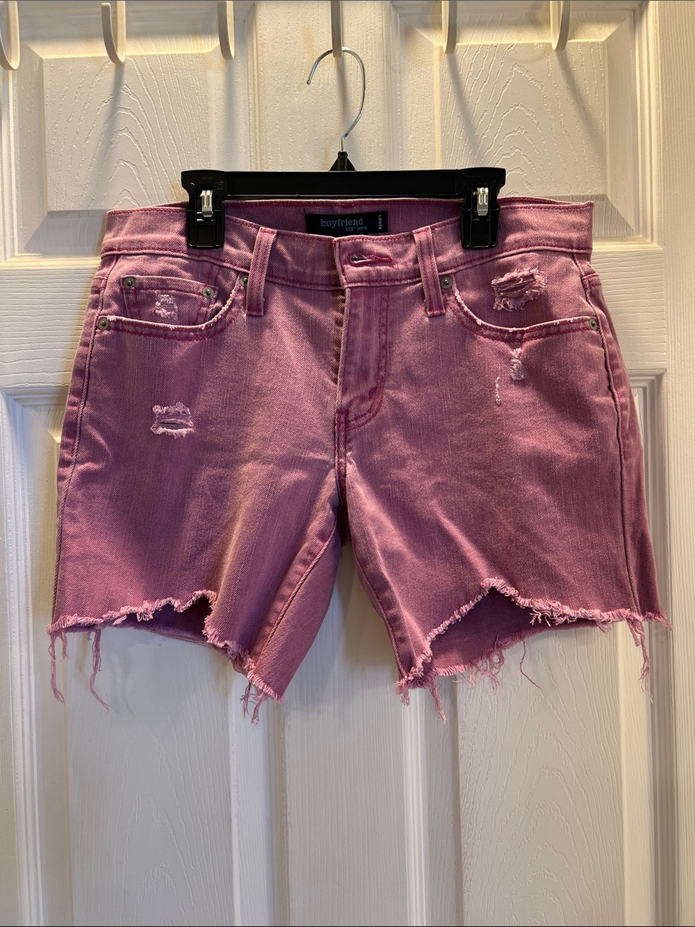 Levi's Pink Distressed Boyfriend Denim Shorts